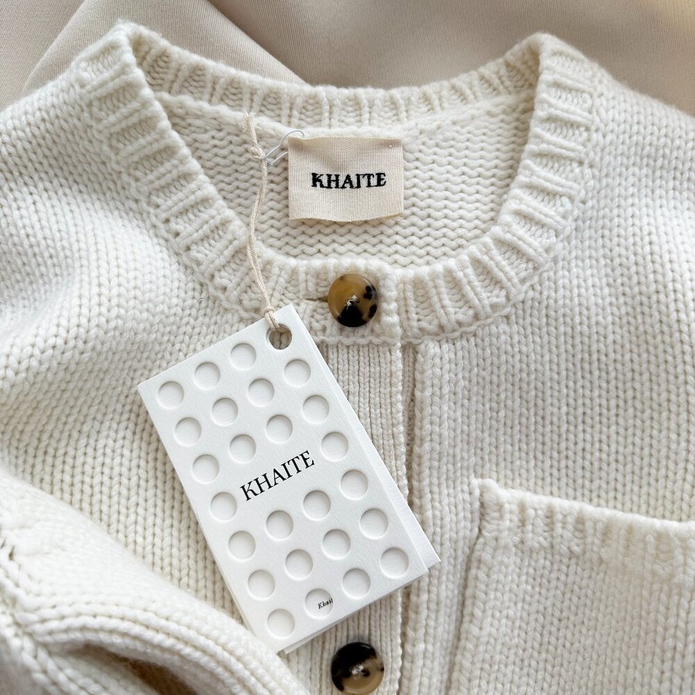Khaite “Lavan” Cashmere Cropped Cardigan in Ivory, size XS - Picture 6 of 13